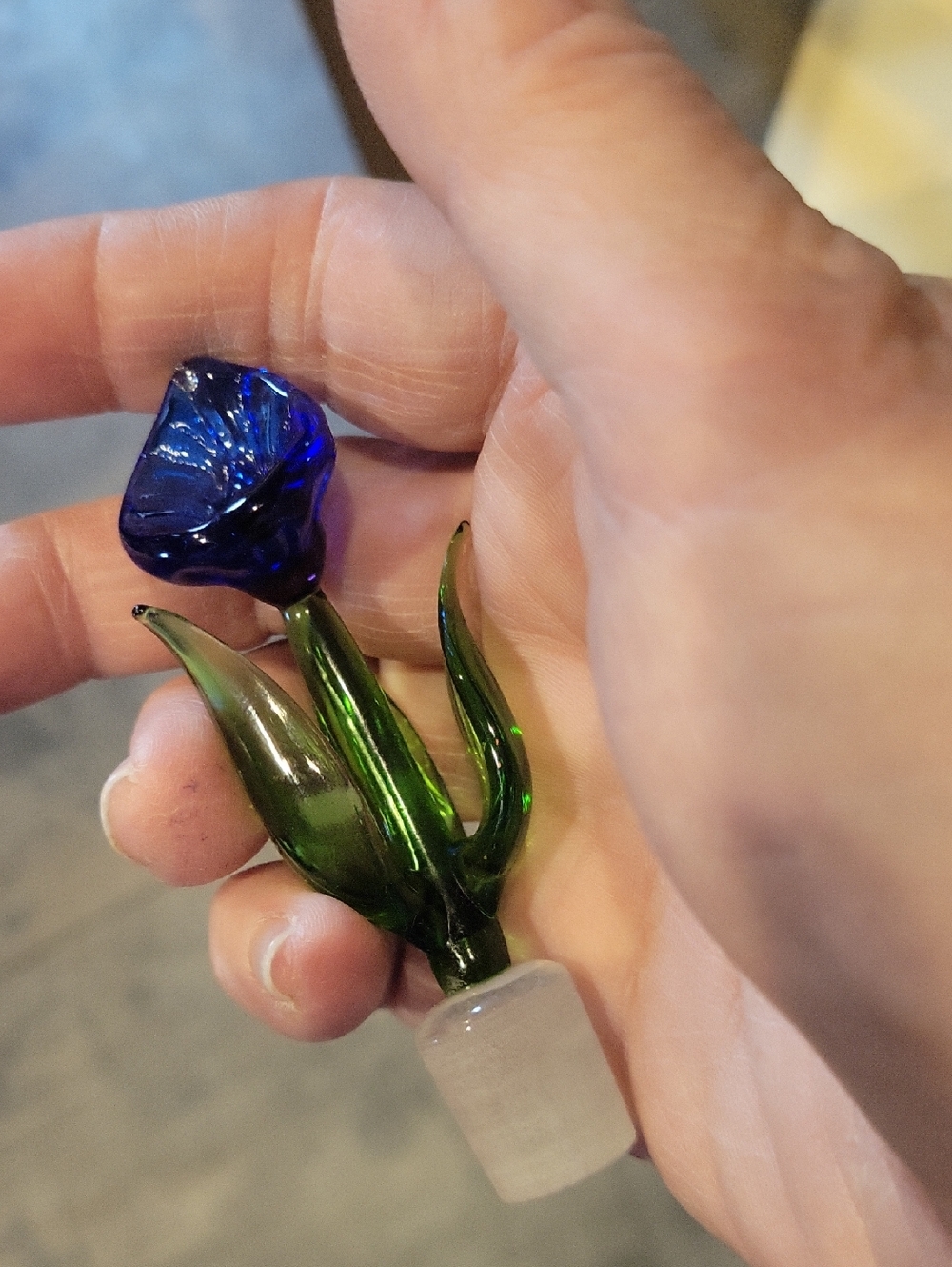 Handmade Glass Italian Perfume Bottle W/ Flower Stopper,Perfect Cond. - Picture 4 of 8